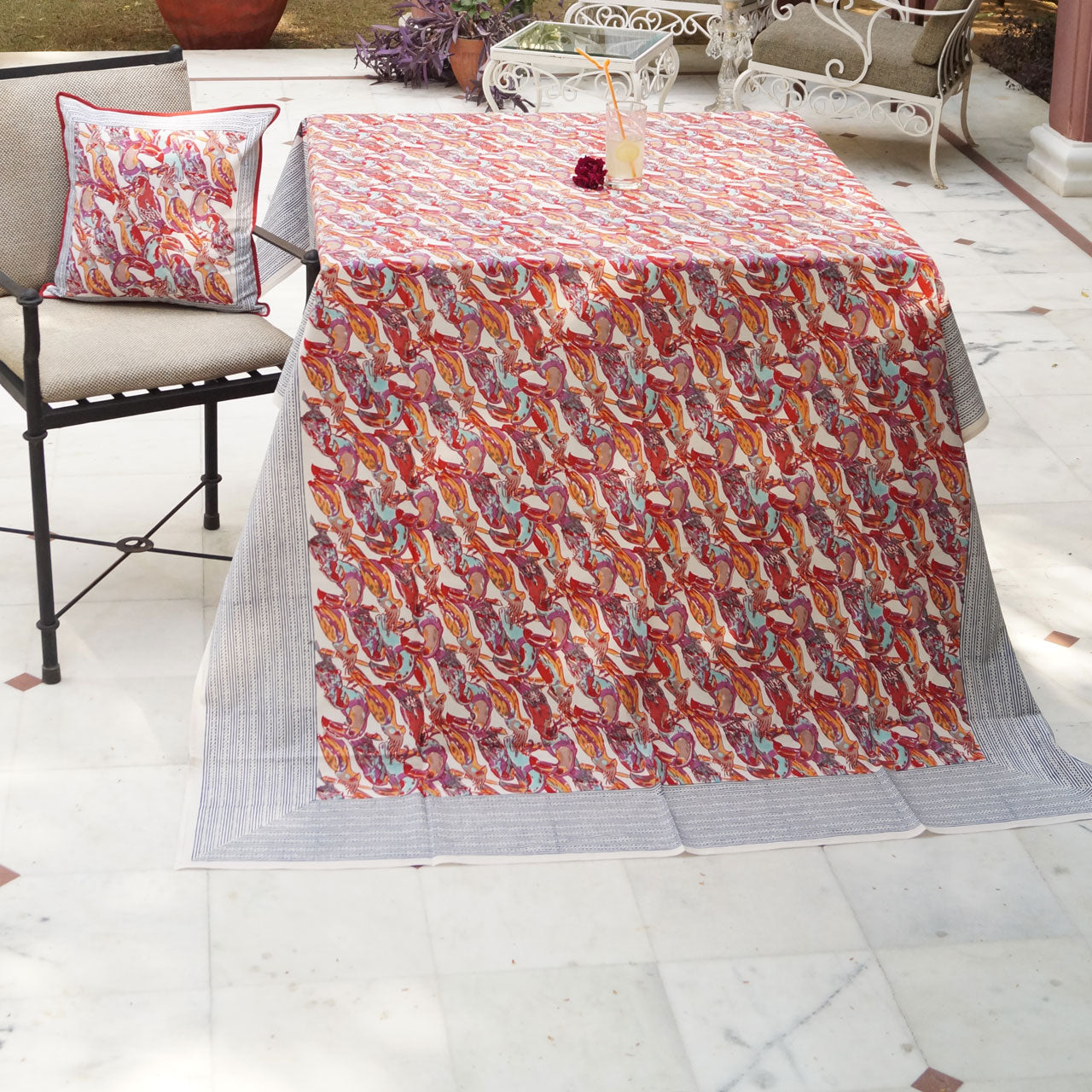 Tischdecke Parrot Stempeldruck140x220