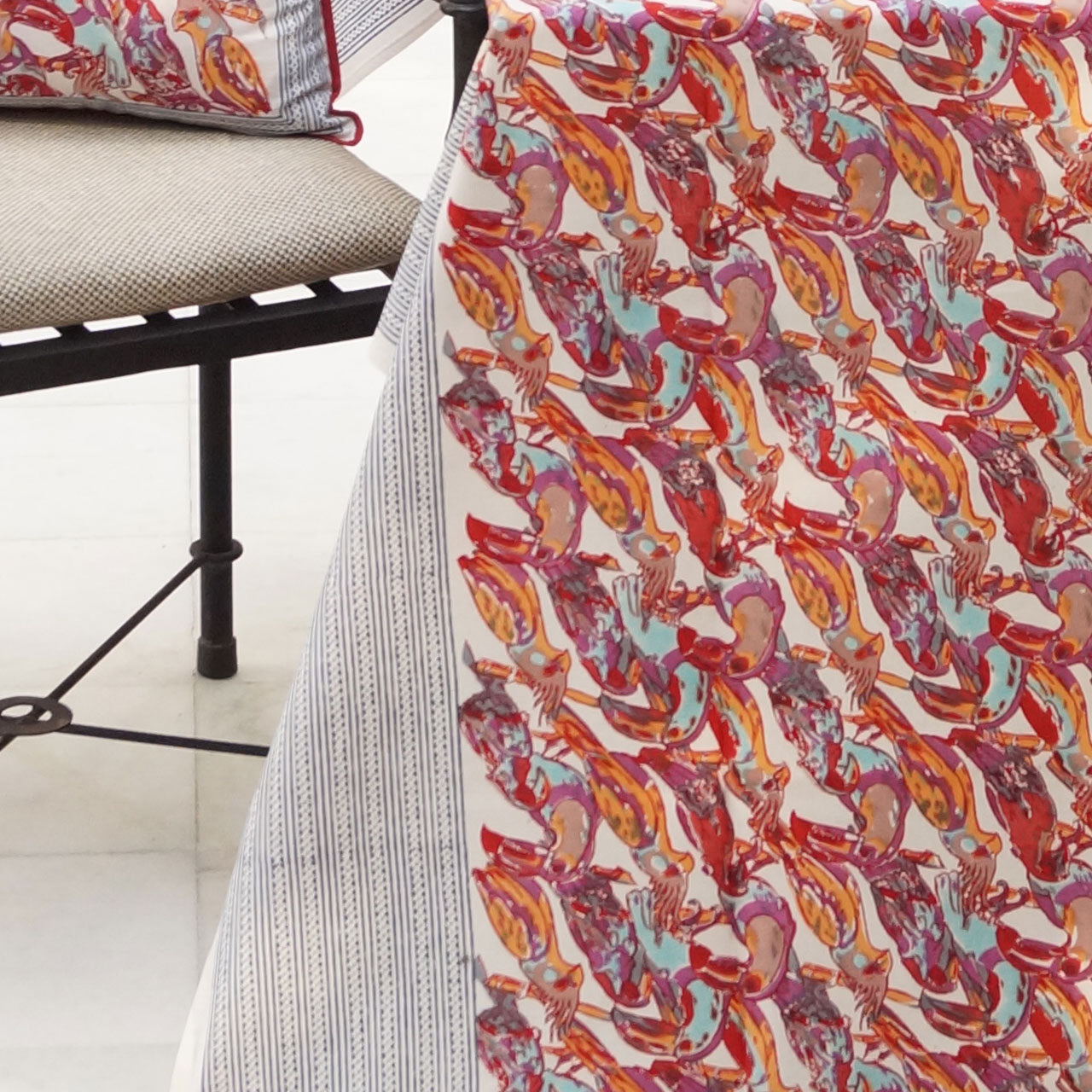 Tischdecke Parrot Stempeldruck140x220