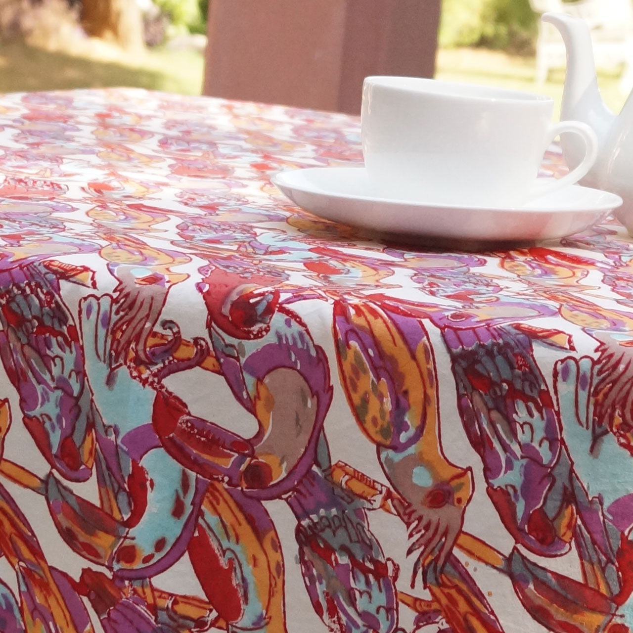 Tischdecke Parrot Stempeldruck140x220