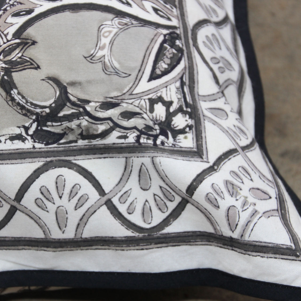 Kissenhülle Marakesh Black Stempeldruck 40x40