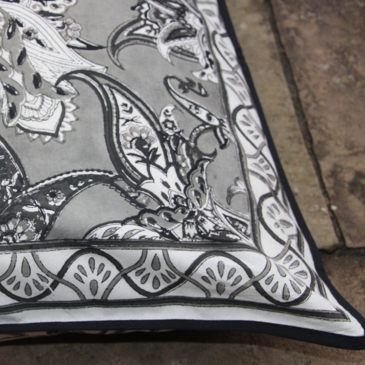 Kissenhülle Marakesh Black Stempeldruck 60x60