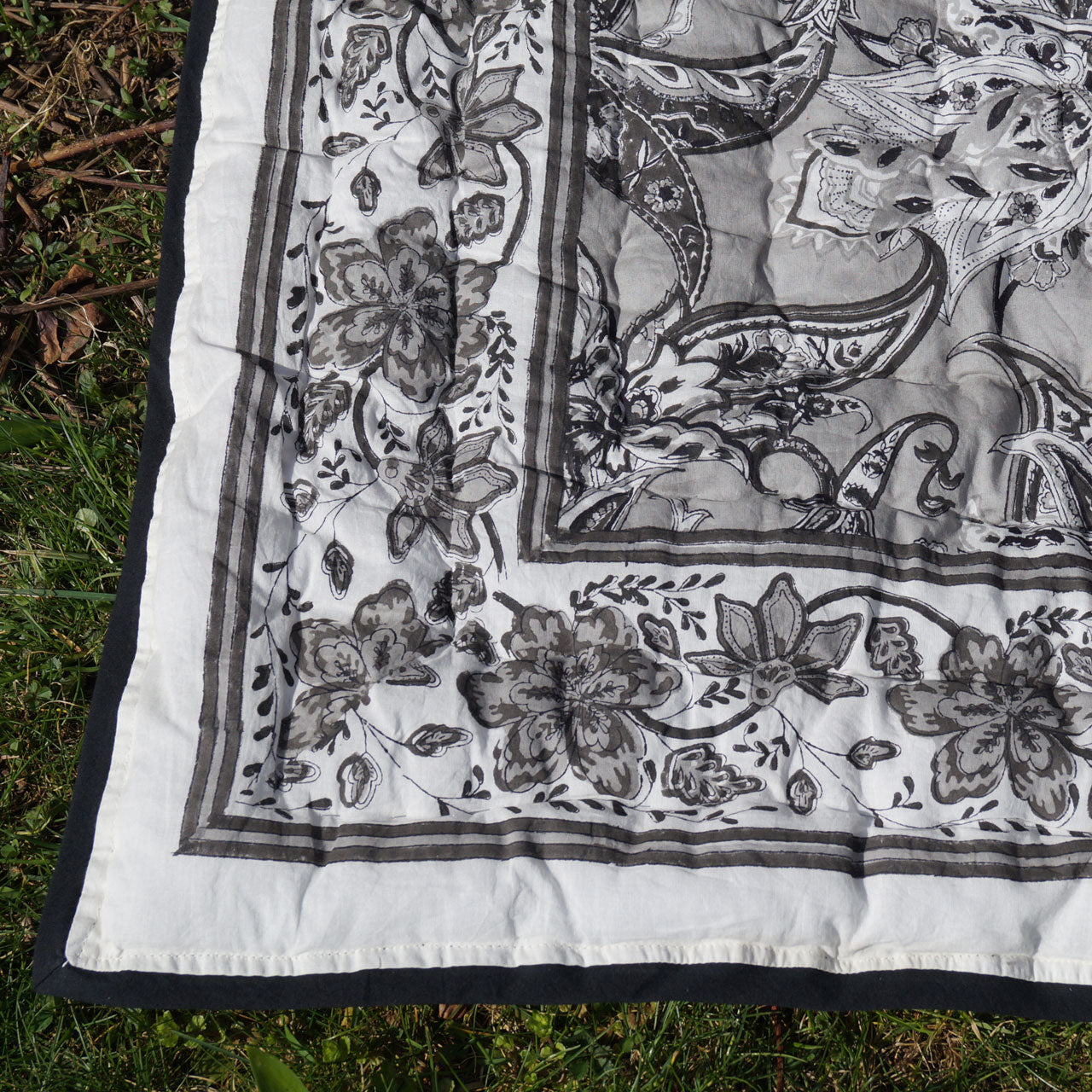 Steppdecke Stempeldruck Marakesh Black 225x270 cm