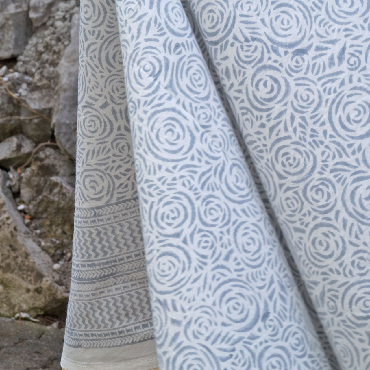 Tischdecke Modern Rose Grey Stempeldruck140x220