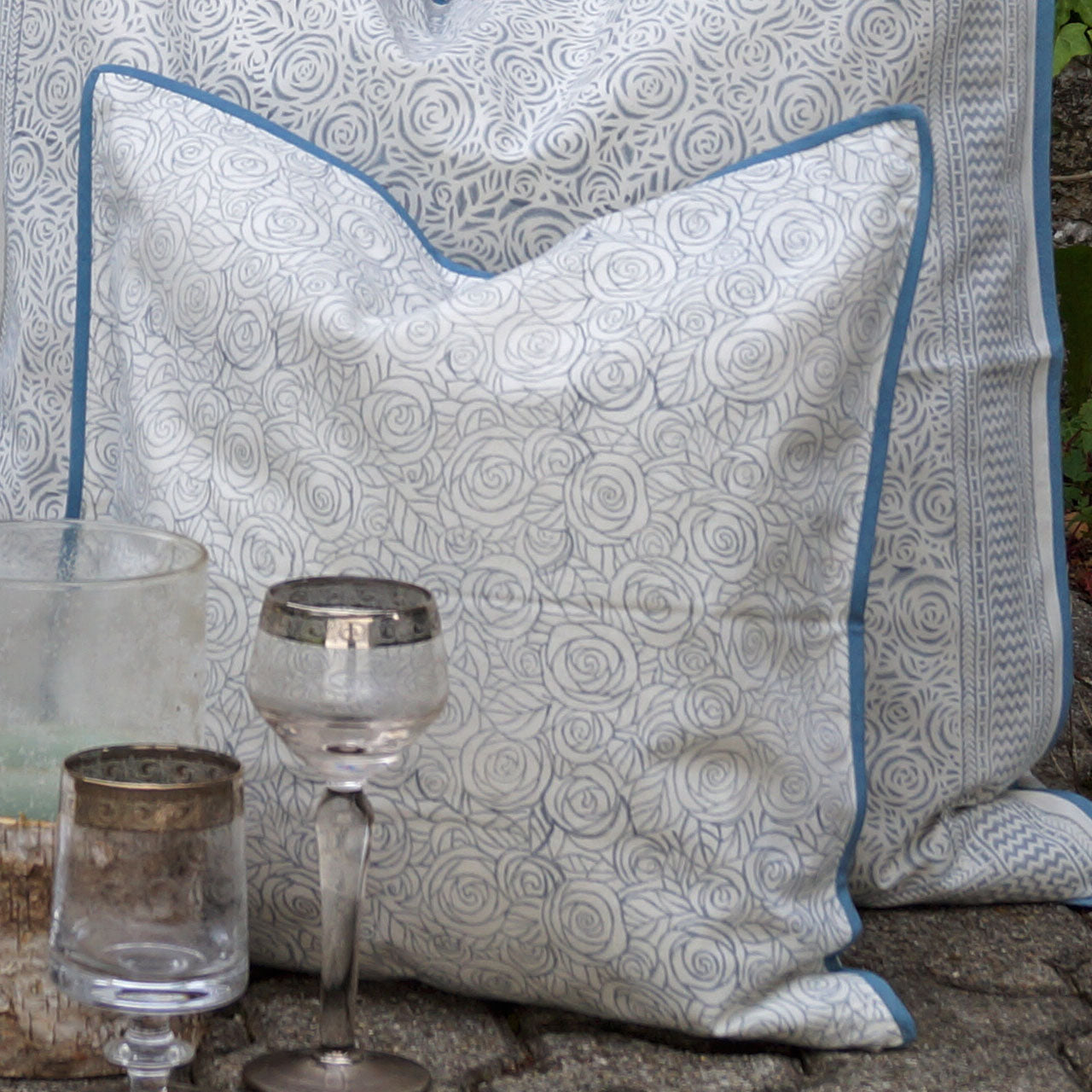 Kissenhülle Modern Rose Grey Stempeldruck 40x40