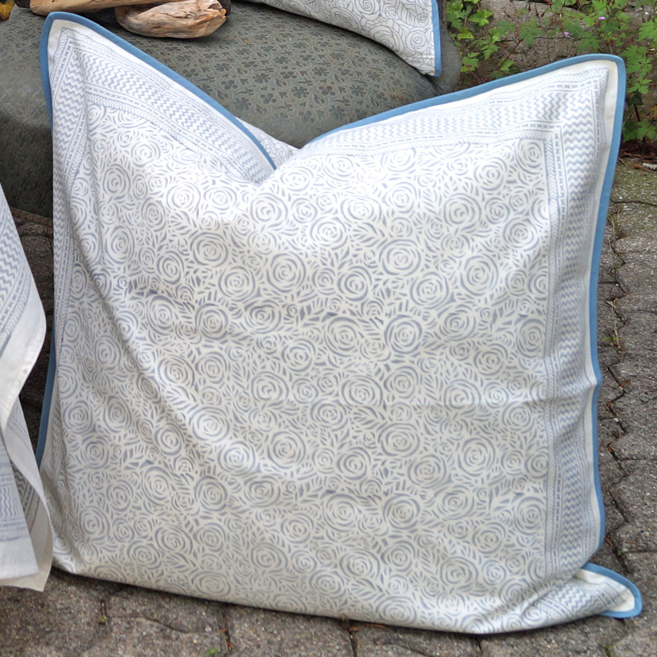 Kissenhülle Modern Rose Grey Stempeldruck 60x60