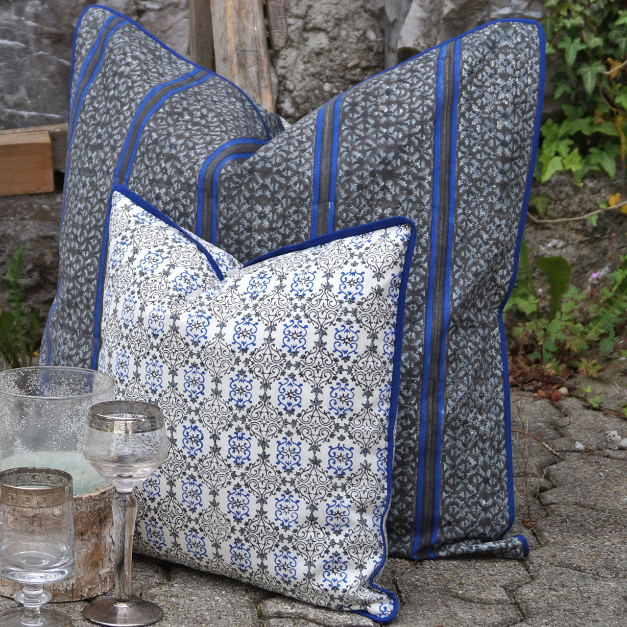 Kissenhülle Stempeldruck Winter Grey 40x40