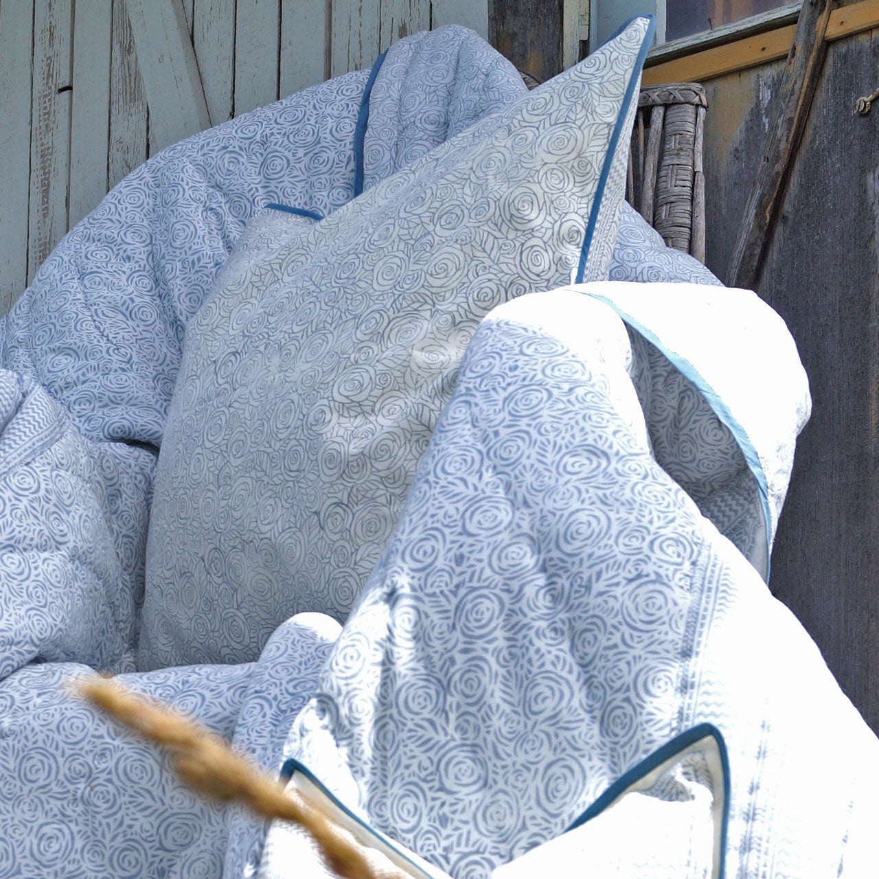 Steppdecke Stempeldruck Modern Rose Grey 225x270 cm
