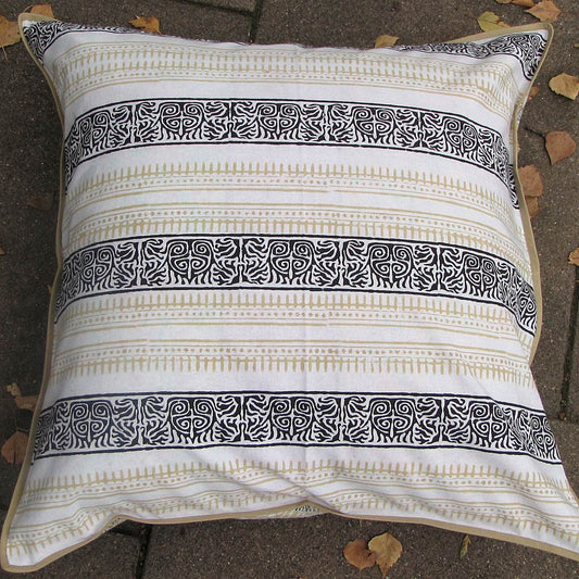 Kissenhülle Blockprint Beige/Black Ethnic/Ornamental 60x60