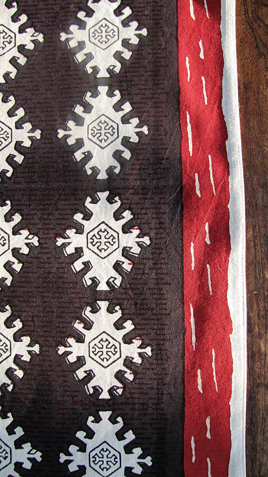 Tischläufer Blockprint Black/Red Ethnic 35x180