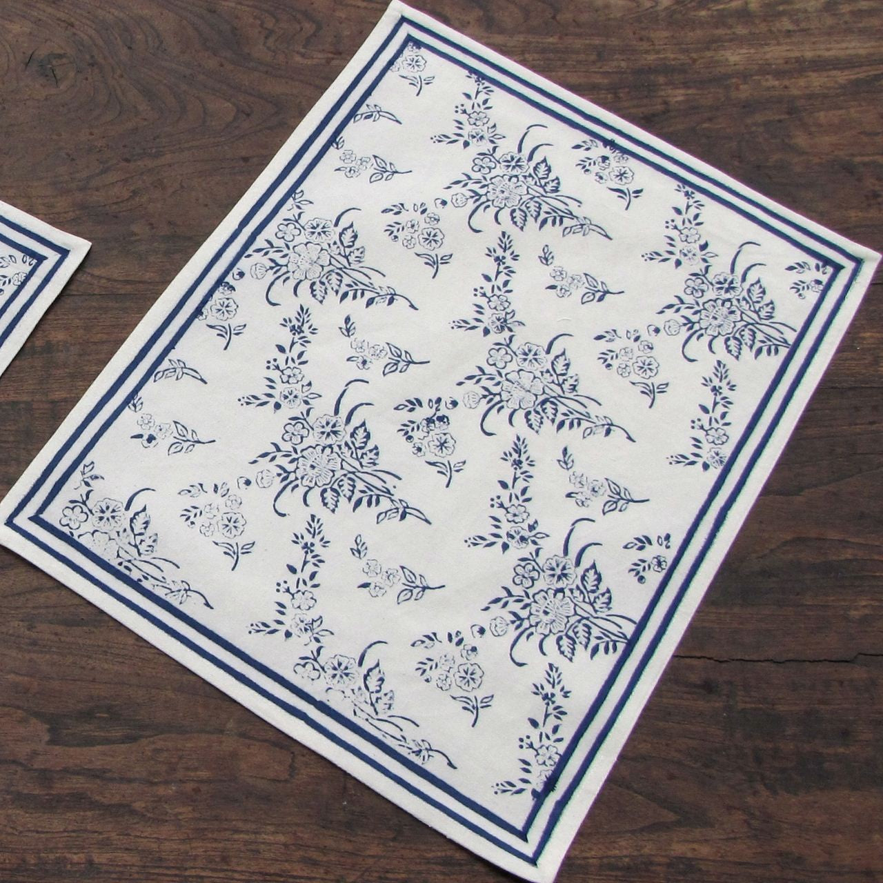 Platzsets (6 Stck.) Blockprint Blue White Floral 35x45