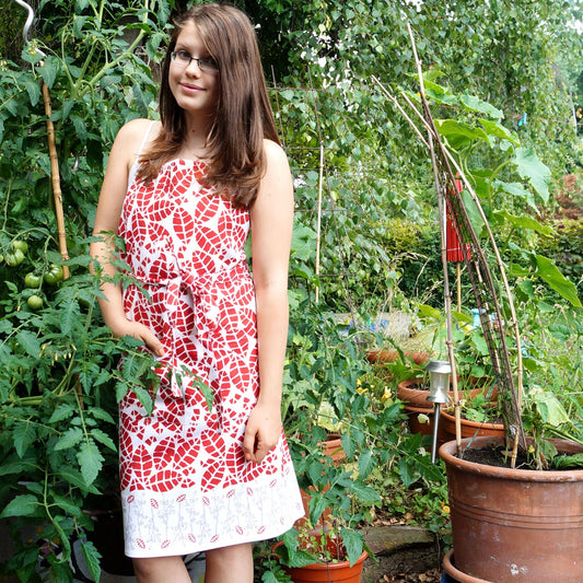 Schürze Blockprint Red Tree