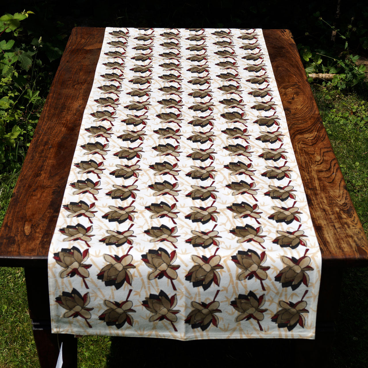 Tischläufer Blockprint Lotus I 45x150