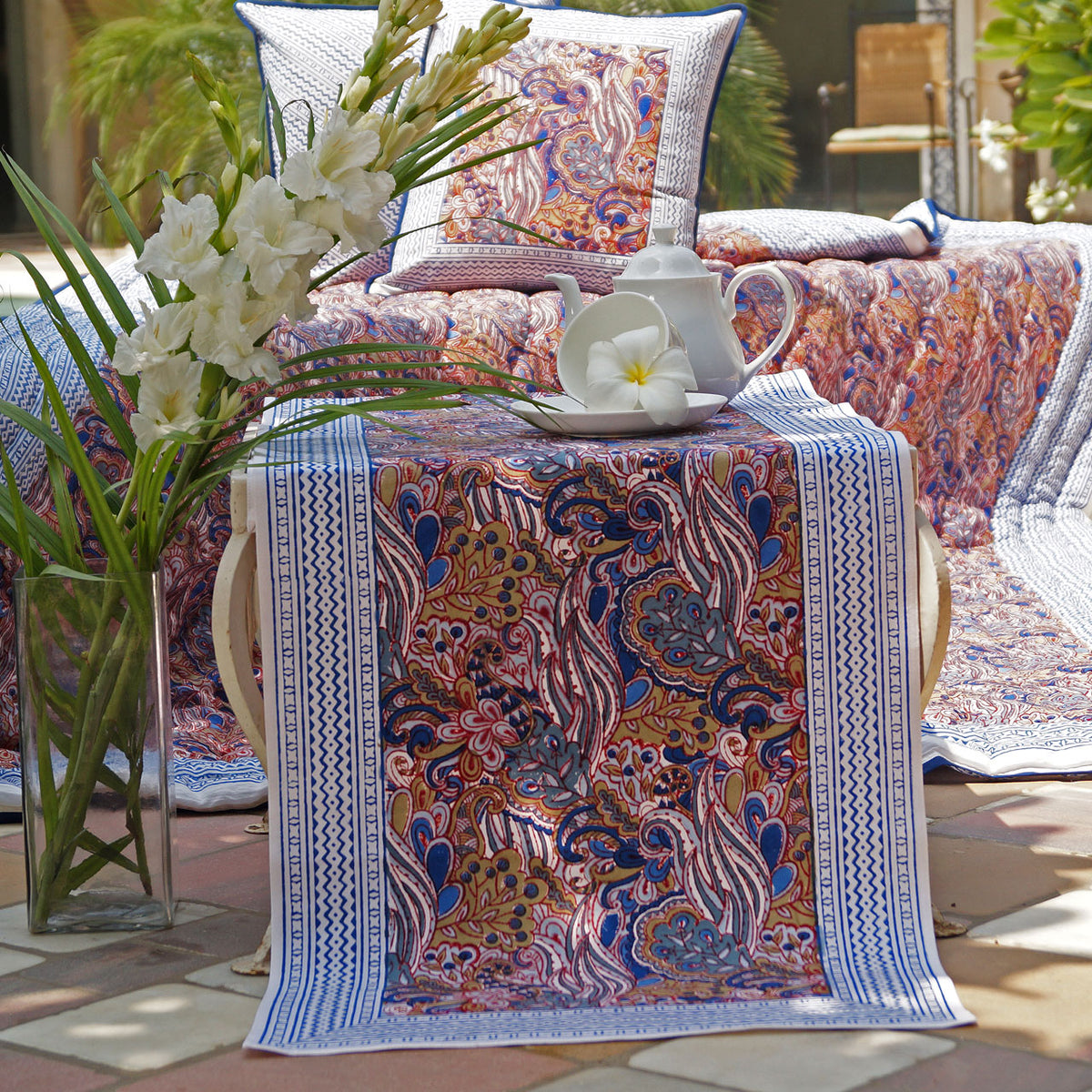 Tischläufer Stempeldruck Boho 45x150 – Masaso
